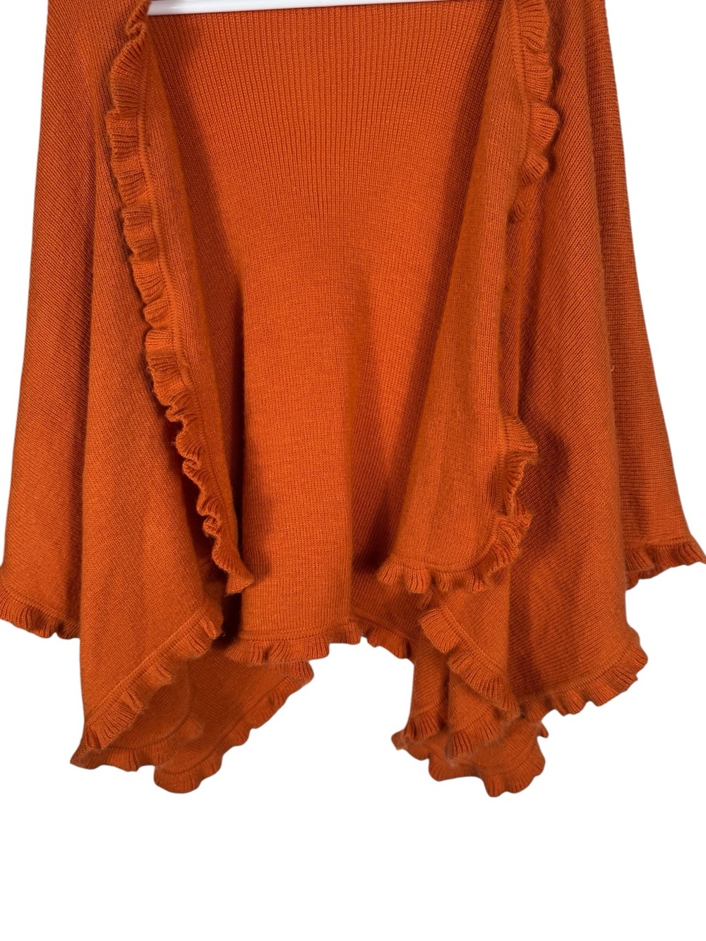 Alpaca Orange Ruffle Trim Ruana/Shawl - Picture 3 of 6
